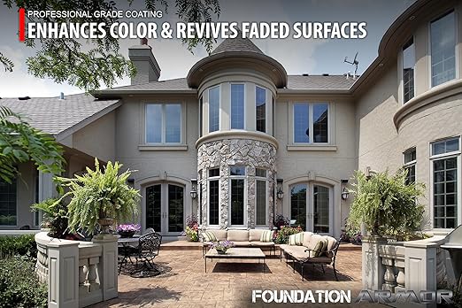 Armor AR350 Low Gloss Wet Look Concrete Sealer 5 Gallon - Professional Grade Color Enhancing Solvent Based Acrylic Sealer for Exterior Concrete and Pavers - 350 VOC