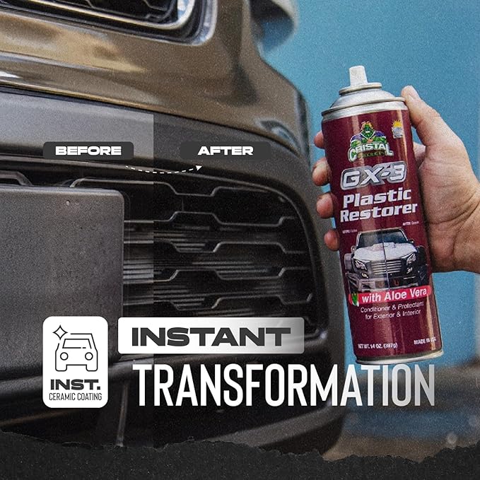 GX-3 Plastic Restorer – Black Plastic Restorer for Cars & Automotive Trim Restorer – Interior Car Cleaner & Exterior Faded Plastic, Vinyl & Rubber Renewer with Aloe Vera 4PK (8 fl oz)