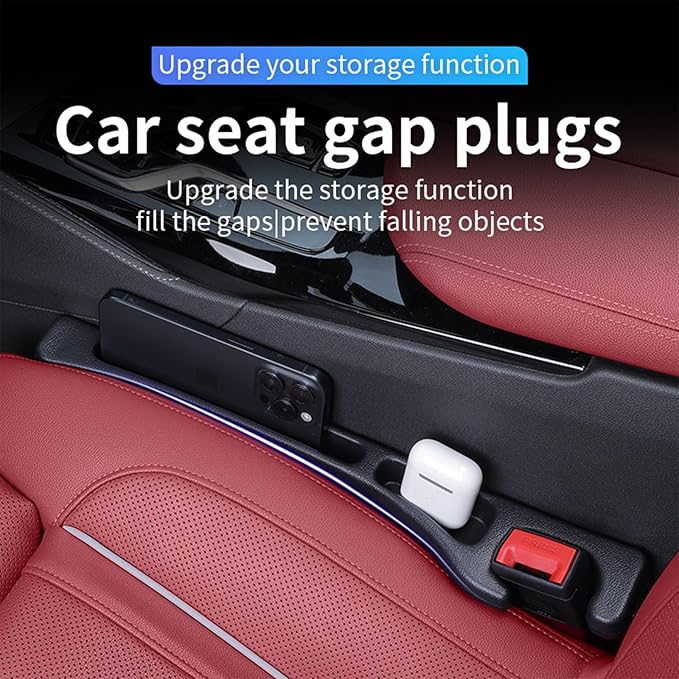 2PCS Car Seat Gap Filler Organizer - No-Drop Car Seat Gap Plug with Storage Slot - Soft Foam Multifunctional Seat Guard for Cars & SUVs | Truck | Universal Fit, Black