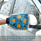 Qilmy Orange Pumpkins Microfiber Chenille Car Wash Sponge Scratch Free Car Wash Mitt Absorbent Mitt Sponge for Trucks SUVs Car Washing Home Cleaning, Medium