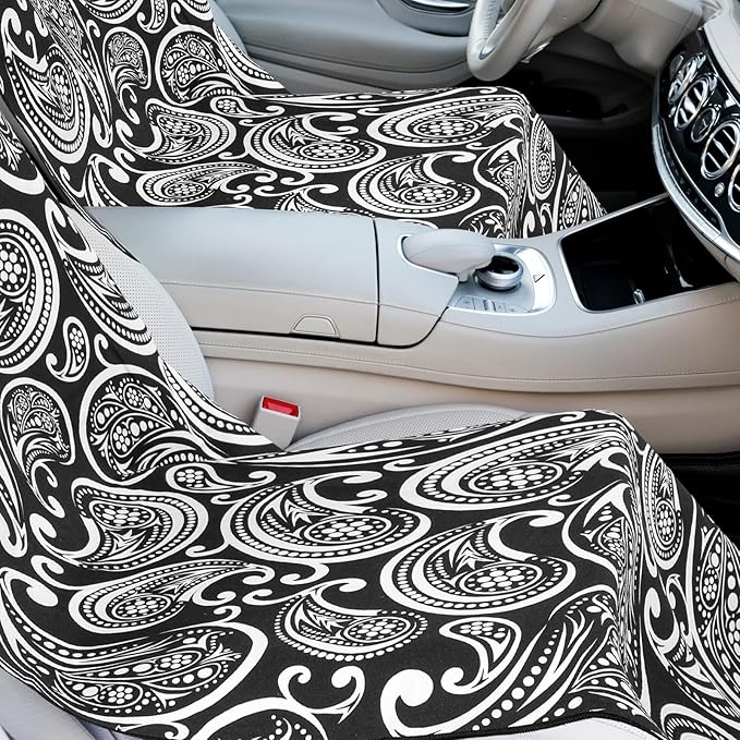 Hahafelt 2 Pack Car Seat Towel Covers with Storage Bag, 63 x 32 Inch Universal Non Slip Waterproof Sweat Protector for Car Truck, Gym Swimming Running, Machine Washable (Paisley)