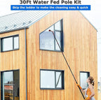 Window Cleaning Pole Kit, Window Cleaning Brush with Extended Handle and Water Hose Solar Panel Cleaning Kit with Extension Pole High Window Cleaning Telescoping Pole,29FT/9M