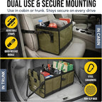 4-Section Extra Large Trunk Organizer – Heavy Duty 1680D, Collapsible & Foldable Cargo Organizer, Modular Multi-Shape Storage System for SUVs, Trucks, Vans – Green