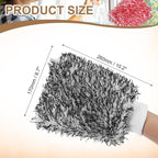 HARFINGTON Chenille Microfiber Car Wash Mitts 10.2" x 6.7" Scratch Free Wash Gloves Absorbent Double Sided Plush Cleaning Drying Mitts for Car Washing Home, Gray