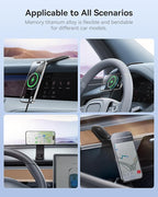 Baseus for Magsafe Car Mount Charger, 15W Wireless Car Charger Phone Holder, Magnetic Car Dash Mount for iPhone 15 14 13 12 Pro Plus Max, Bendable Memory Titanium Alloy for All Dashboard, Windshield