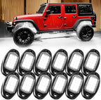MICTUNING 2026 Upgraded White Rock Lights Super Bright Underglow Lighting Kit - 180 LEDs 12 Pods Pure White Led Rock Light, Extensible Underbody Lights for Trucks ATV UTV Boat