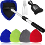 Qydipclin 7pcs Windshield Cleaner Tool Car Window Cleaning Wash Kit with 4 Reusable Microfiber Pads 1 Spray Bottle and Extendable Handle Auto Glass Wiper Kit, Multicolor