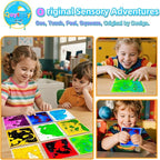 Squishy Liquid Sensory Gel Tiles 12 Packs - Square Sensory Fidget Toys for Stress Relief, Sensory Play & Portable Fun, Washable Sensory Floor Tiles for Kids in Home, Classroom, Travel