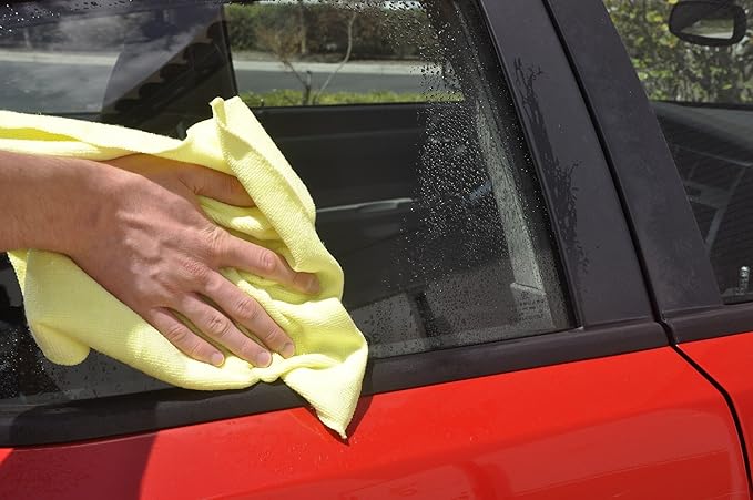 Eurow 325 GSM Microfiber Deluxe Cleaning Towels, Ultra-Soft, Streak-Free, Reusable, High Absorbency for Car, Home, Garage, Detailing, Safe on All Surfaces, Machine Washable, 16x16in, 24-Pack, Yellow