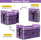 Car Trunk Organizer with Individual Cooler Bag - 2 Compartment Collapsible Car Storage for SUV (Purple)