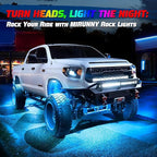 RGB LED Rock Lights Kit, 6 pods Underglow Multicolor Neon Pod with Bluetooth App Control Flashing Music Mode IP68 Exterior Wheel Well Light for Truck ATV UTV RZR SUV