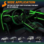 Interior Car LED Strip Lights 315 inches Fiber Optic tubing USB Powered RGB 6 in 1 Car Neon with Wireless APP and Remote Control, Ambient Lighting Kits 16 Million Colors,Sync to Music