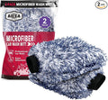 AIDEA Car Wash Mitt Microfiber, 2PK Scratch Free Lint-Free, Wheel Cleaner Mitts, Extra Plush Premium Microfiber Mitt Car Wash Brush, Regular Size 7.12''X10.14''