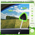FoldTier 8 Pcs Car Windshield Cleaner Kits with Extendable Handle, 5 Microfiber Towel Pads, 1 Brush, 1 Empty Spray Bottle for Auto Glass Wiper Suvs Rvs & Home Windows (Green)
