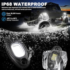 Rock Lights for Trucks-24Chip High Power 6000k Pure White, 15FT Cable Each Light, Aluminum Case, Waterproof IP68 Underglow Lights for Cars Jeep UTV ATV(16 PCS)