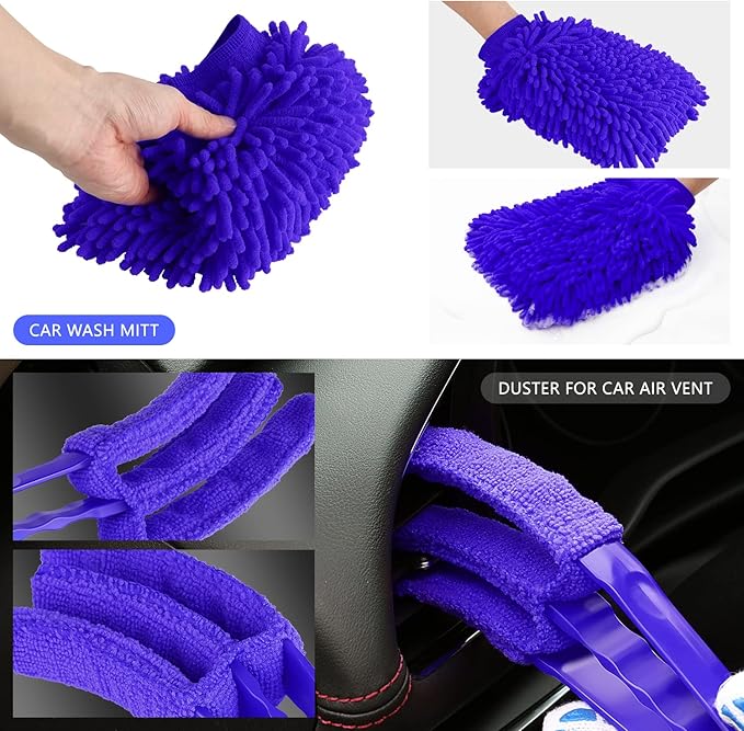 DNA Motoring Car Detailing Brush Cleaning Tools Set with Carry Bag for Auto Interior & Exterior Wheel Dashboard Vent, TOOLS-00279
