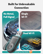 OTTOCAST Mini 2025 Wireless CarPlay & Android Auto 2-in-1 Adapter, Plug & Play, 5GHz WiFi, Auto Connect for iPhone & Android, Fits 98%+ OEM Wired CarPlay Cars