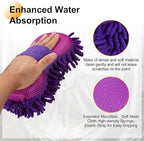 HARFINGTON Car Wash Sponge 8.7" x 4.3" Chenille Microfiber Mitt Scratch-Free Absorbent Scour Scrubber Cleaning Sponge for Washing Detailing on Cars, Trucks, SUV, Boats, RVs, Purple