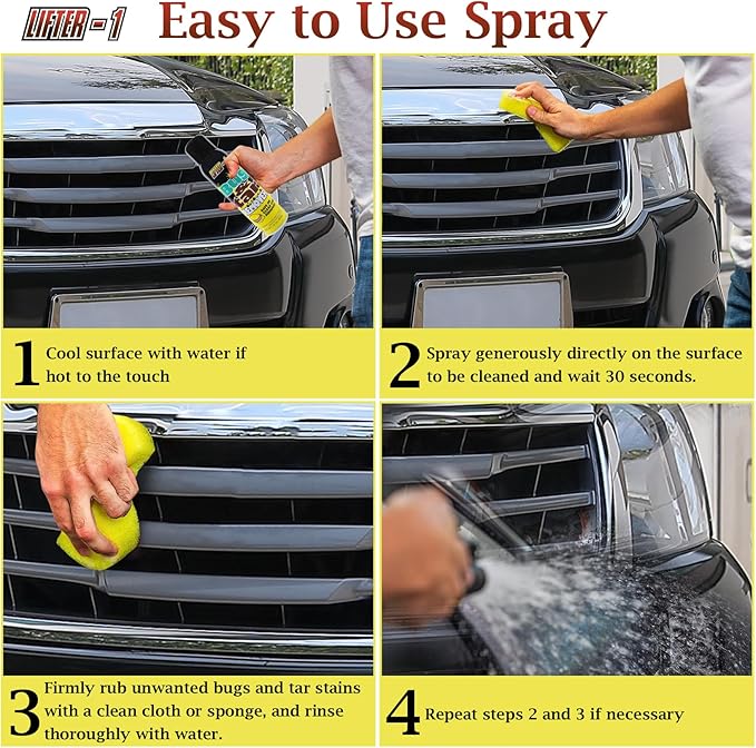 Bug and Tar Remover for Cars, Trucks, RVs, and SUVs, Fresh Citrus Spray for Stuck On Grime, bug remover for cars exterior, Streak Free Shine, Tar remover for car –16 fl oz Pack of 1