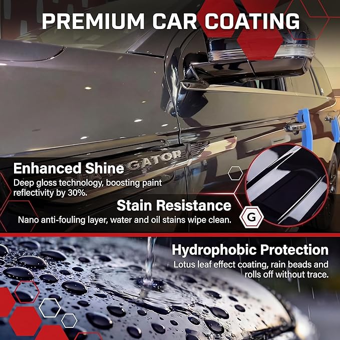 20H Crystal Serum Light Ceramic Coating Kit 30ml – Provides Up to 9+ Years of Hydrophobic Gloss, Scratch & Stain Protection, Brilliant Gloss & Mirror Shine – Easy & Effective for Car Paint, Trim, and Plastic