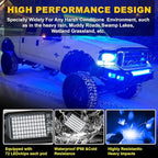 Nicoko 4Pods Pure Blue LED Rock Lights 72w high Power Rock Lights Neon Underglow Light for Car Trucks ATV UTV SUV Boat Underbody Glow Trail Rig Light IP68 Waterproof