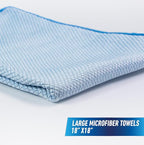 Unger Professional 18” x 18” Large Professional-Grade Microfiber Cloth Towels, 3 Pack, Multi-Purpose Wet and Dry Cleaning Cloths for Kitchen, Bath, Auto, Appliances, Car Supplies