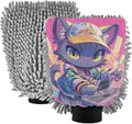 Cartoon Cat Graffiti Style Colorful Hip Pop Hot Pink Car Wash Mitts Scratch Free Wash Mitten For Cars Car Wash Sponges