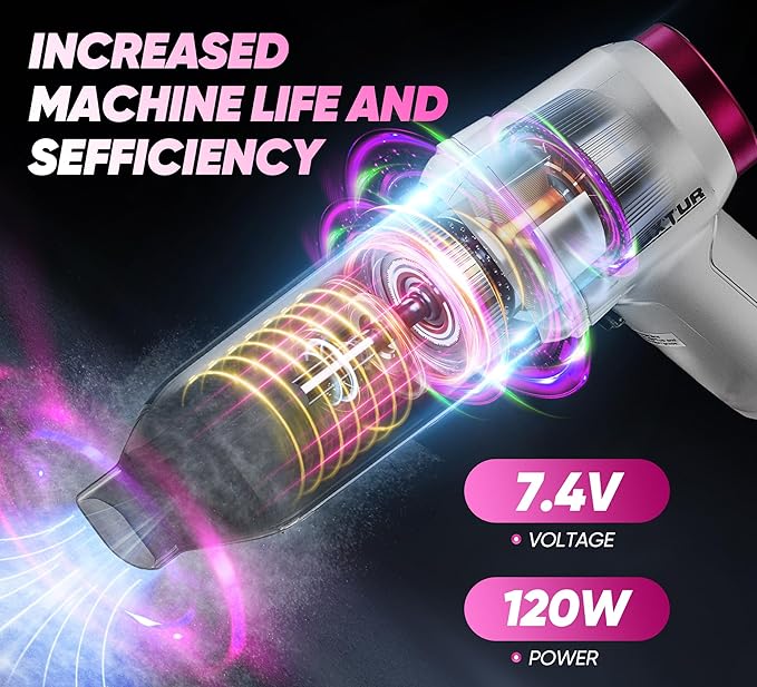 Portable Cordless Handheld Vacuum Cleaner with 15000PA, 120W Air Duster, Brushless Motor, Mini Vacuum for Car and Home