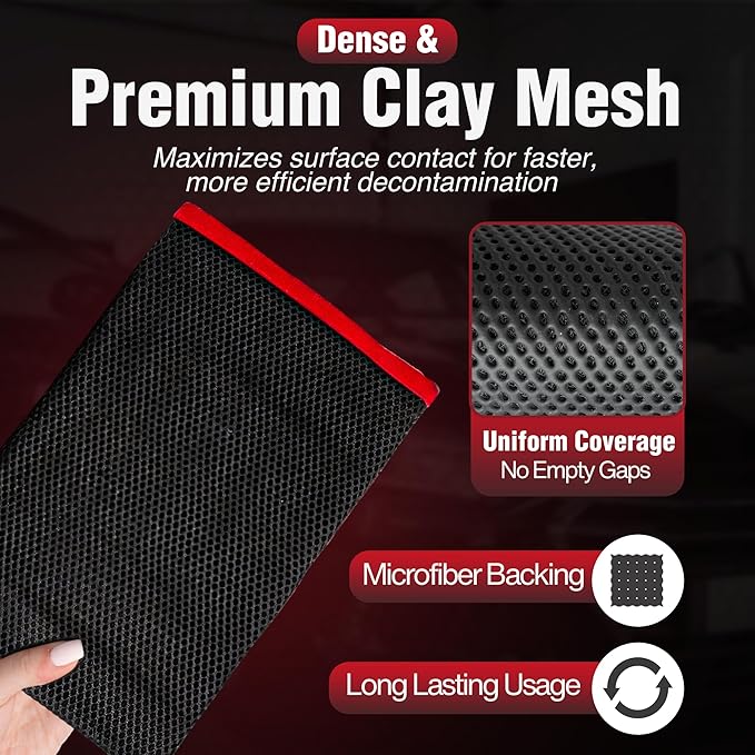 Premium Clay Mitt Auto Detailing (2 Pack) – Medium & Mesh Grade Synthetic Clay Mitts, Clay Bar Mitt Alternative for Car Detailing, Paint, Glass & Wheels | Clay Detailing Glove Set