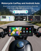 8.1" 4K Motorcycle CarPlay Screen w 4K Dash Cam Wireless Carplay Android Auto Screen for Motorcycle with GPS Navigation Voice Control WiFi Video Dual Bluetooth IPX7 Waterproof TF-64G Wired Control