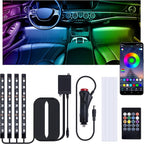 Car Led Lights Interior, Interior Car Lights with with Cigarette Lighter Adapter, 12V LED Strip Light with Smart APP Remote Control, Sync Music, Color Change Cars Light for Inside, Cars Accessories