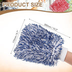 HARFINGTON 2pcs Chenille Microfiber Car Wash Mitts 10.2" x 6.7" Scratch Free Wash Gloves Absorbent Double Sided Plush Cleaning Drying Mitts for Car Washing Home, Blue