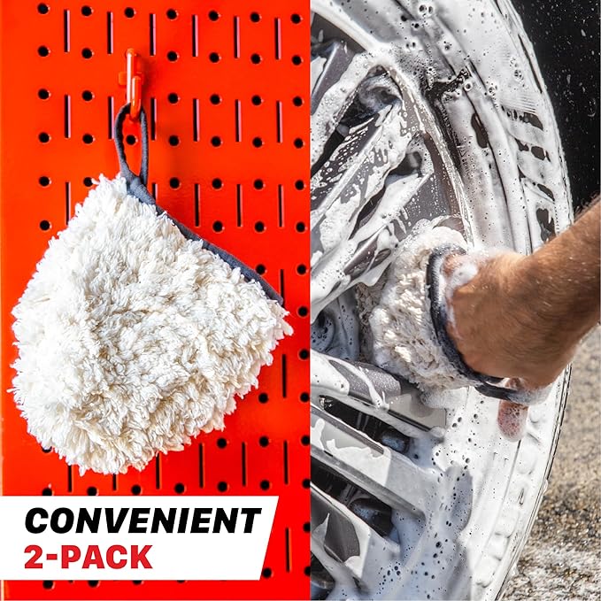Maxshine Universal 2-Pack Professional Microfiber Wash Mitts – Finger Wheel Mitt & Dusting Mitt Set – Ideal for Small Area Cleaning, Car Washing & Detailing – Premium Auto Detailing Accessories