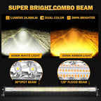 Auxbeam LED Straight Light Bar 50 Inch 288W Amber White Fog Lights, 6 Modes Strobe Yellow Offroad Driving Work Light with Memory Function for Truck Boat Jeep