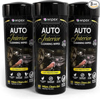 Wipex Auto Interior Car Cleaning Wipes - Plant Based Car Wipes - Lavender Essence, UV Protectant, Safe for Vinyl, Rubber, Plastic, Leather, Chrome, Non-Greasy Matte Finish, 40 Count (Pack of 3)