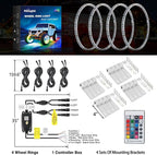 Nilight 4PCS 17.5inch Double Row LED Wheel Ring Lights RGB with APP and Remote Control Neon Light w/Turn Signal and Braking Function Dual Row for Car Van SUV Truck