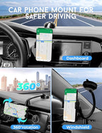 Wireless Car Charger, MOKPR 15W Fast Charging Car Mount Auto-Clamping Car Charger, Dashboard Windshield Phone Holder Compatible with iPhone 16 15/14/13/13 Pro/12 Pro12/11/X, Samsung S23/S22/S10/S9/S8