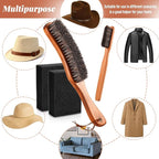 4 Pcs Horsehair Felt Hat Brush Kit with Cleaning Sponge Cowboy Clean Hat Wood Fedora Hat Cleaning Set Baseball Cap Lint Brush Remove Dust for Hair Furniture Suits Clothes(Style B)