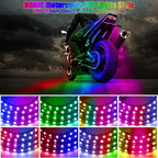 12Pcs Motorcycle LED Underglow Kit, RGB LED Strips Lights, Motorcycle Underglow Lights Kit with APP Control for Harley Davidson Honda Kawasaki Suzuki