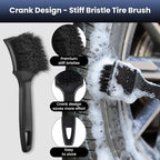 3Pcs Wheel Brush, Tire Brush with Little Braid Bristles Design, Durable Rim Brush & Car Wheel Brushes, Car Detailing Brush for Cars, Trucks, RVs, Motorcycles, Room, Corner