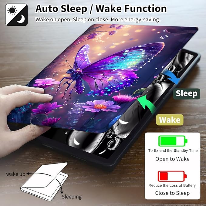 Case for 7" Kindle Paperwhite 12th Generation 2024 & Kindle Colorsoft Signature Edition,Leather Folio Adjustable Stand Cover Auto Wake/Sleep for Kindle Paperwhite 2024,Glitter Butterfly