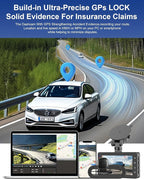 4K Dash Cam Front and Rear Camera with Voice Control,Car Cameras Dashcam for Cars with WiFi, GPS, 64G Card, 24H Parking Monitor, G-Sensor,IR Night Vision,Loop Recording