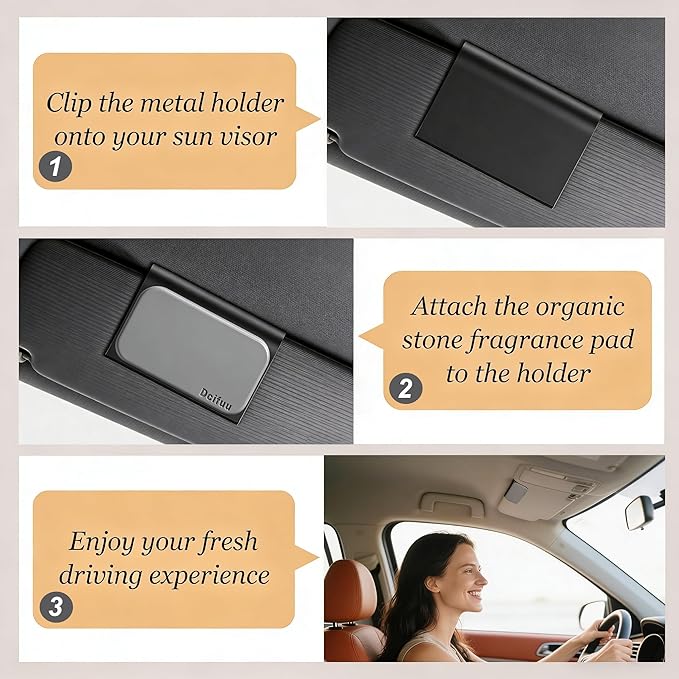 Car Air Freshener - Stone Air Freshener - Car Odor Eliminator - Long Lasting Scent - Car Scent - VISOR CLIP INCLUDED (Cabana)