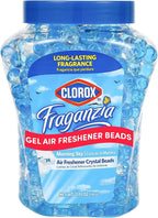 Clorox Fraganzia Crystal Beads Air Freshener, Long Lasting Room Deodorizer and Odor Eliminator Gel Beads to Freshen Home, Car, or Office, Morning Sky Scent, 12 Fl Oz