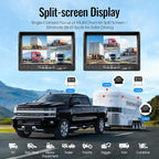 4-Wired Backup Camera System, 7" DVR Quad Screen Rear Side View Cameras, IP69 Waterproof IR Night Vision, 20G Vibration-Proof for Trailer/RV/Tractor/Combine/Skid Steer/Van/Heavy Equipment, Y2