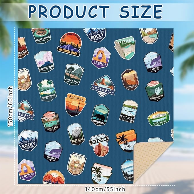 Lonfliness Car Seat Cover Towel Non Slip Back Seat Car Seat Towel Athletic Running Towel Washable Seat Cover for Gym Workout Sweat Outdoor Sport Beach Hiking Yoga (National Park)