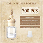 Zubebe 300 Pcs Hanging Car Air Freshener Diffuser Bottles Empty Bulk 8ml Clear Glass Essential Diffuser Oil Pendant Bottle Refillable Automotive Aromatherapy Fragrance Perfume Containers, Cylindrical