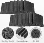 Shimeyao 20 Pcs 16 x 16 Inch Edgeless Microfiber Plush Towels for Cars Detailing Drying Wash Polishing Absorbent Cleaning Cloths, 500 GSM (Gray)