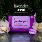 goodwipes Flushable Butt Wipes - Vitamin E & Aloe - Sewer & Septic Safe - Extra Large Adult Wet Wipes For Women & Men - Bathroom Essentials - Lavender, 318 Count (6 Packs + 1 Travel)