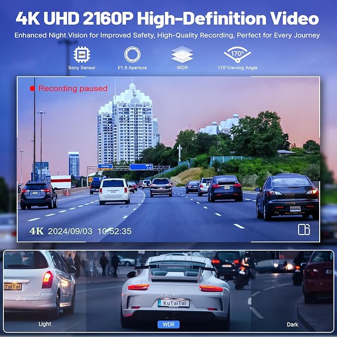 4K Dash Cam for Ford F150/F250/F350 2021-2026 (Model A), Front 4K Dash Camera, UHD 2160P Video, OEM Style, WiFi & APP, Loop Recording, G-Sensor, 24H Parking Monitor + 128GB Card